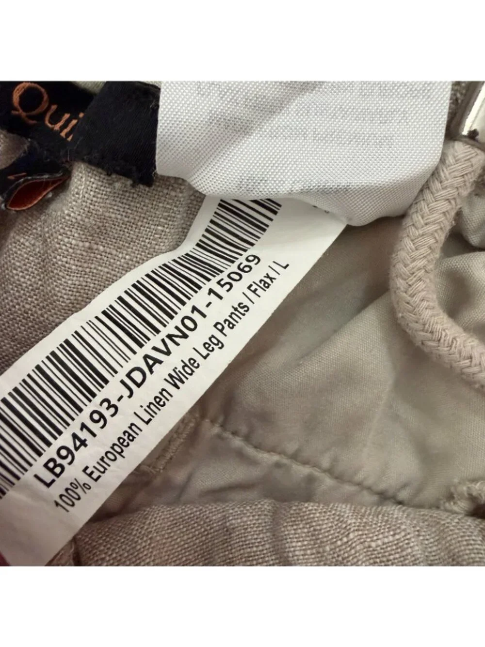 Quince 100% European Linen Wide Leg Pull On Pants LARGE Flax Beige